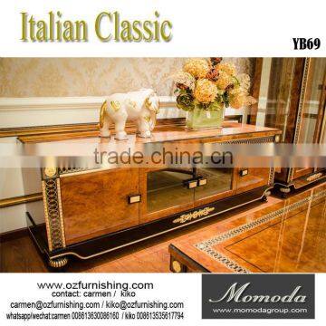 YB69 Antique Home Useful Living Room and Study Room Wooden and Glass Tall Display Cabinet With 2 Doors photo-5