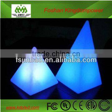 rechargeable battery color changing led outdoor pyramid/LED triangle lamp with PE materail