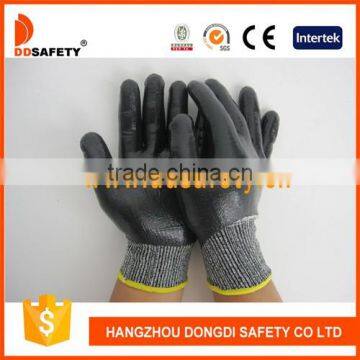 DDSAFETY 2017 Black Nitrile Fully Coated Knitted Cut Resistant Safety Gloves