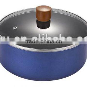 8pcs Wooden Color Bakelite Handle Pressed Aluminum Nonstick Pots and Pans photo-3