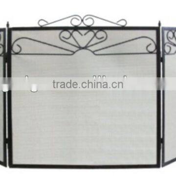 folding black iron fire screen