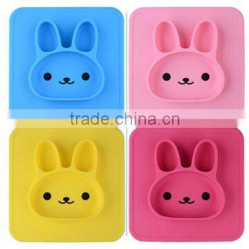 FDA Approved Rabbit Silicone Placemat for Kids, BPA Free Silicone Plate for Kids