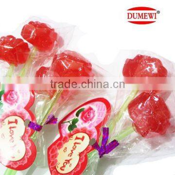 Long Stick Lollipop Halal Sweet Gift Red Hard Rose Candy