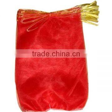 red drawstring bag