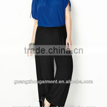 fat ladies women sleeveless plus size black long casual Jumpsuit 2015