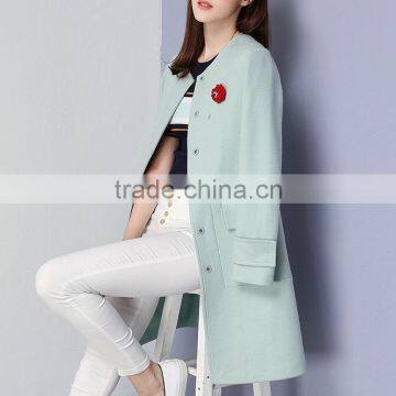 Fashion Swallow Gird Pattern Women Wool Coat With Hooded photo-2