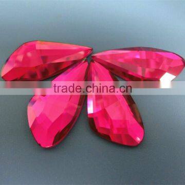 hot sale siam flat back leaf shape design crystal mirror stones for jewelry accessories;