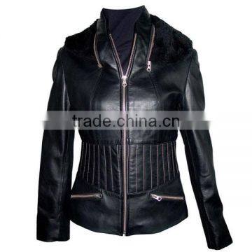 Factory New Fashion Black Motorcycle Leather Jacket photo-3
