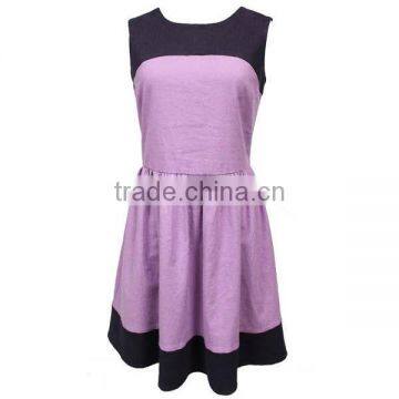 2015 Summer New Fashionable High Quality Comfortable Backless Daily Wear 100% Linen Dress With Sleeveless photo-2
