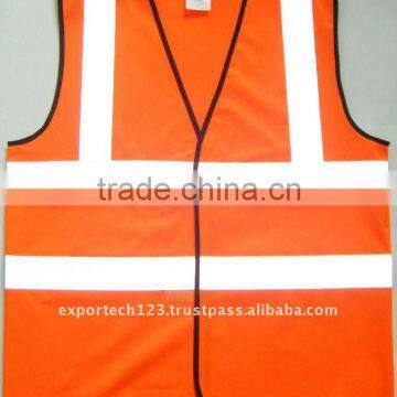 Hi Viz Quality 100% Polyester Reflective Fluorescent Orange Safety Vest