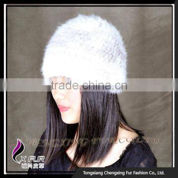 CX-C-36F Cheap Fur Hat Striped Knitted Women Mink Fur Hats photo-5