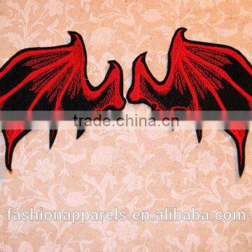 Custom high quality embroidered Demon wings patch for clothes embroidery patch made in china choose size/color