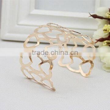 New Design Double Heart Hollow Open Bangle,Europe Style Adjustable Gold Ladies Bangles photo-2