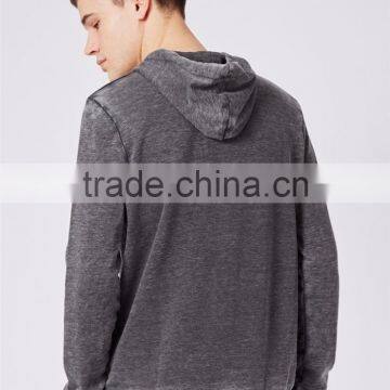 OEM Service Stone Washing Plain Sweatshirt Men Dark Grey Burnout Wash Hoodie Blank Pullover Custom Branding photo-2