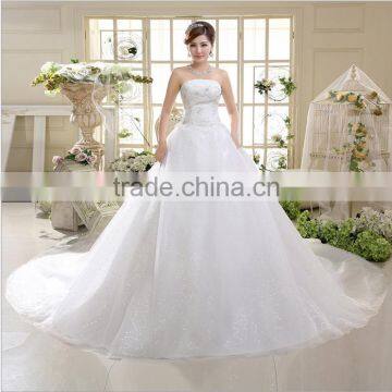 Manufacturers Wholesale Shiny Bride Wedding Dress 2016 New Puff Skirt Thin Towel Large Net Tailgate Harness photo-4