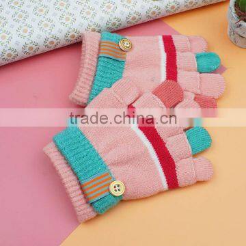 TC13017 Wholesale Cute Winter Kids Acrylic Gloves New Fashion Knit Five Fingers Gloves photo-3