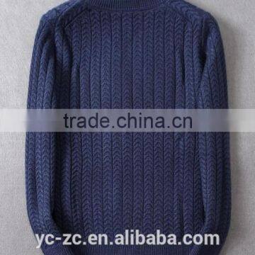 Deep Blue Pullover Crocheted Sweater for Man photo-2