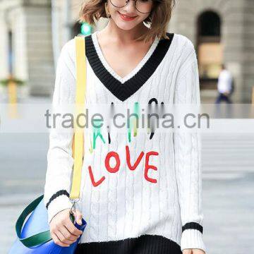 Ladies Loose Embroidery Pullover Sweater photo-2