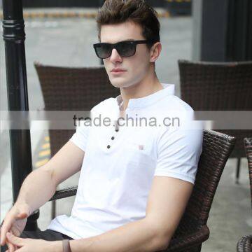 zm40276b new style popular men's summer stand collar shirts comfortable short sleeve t-shirt