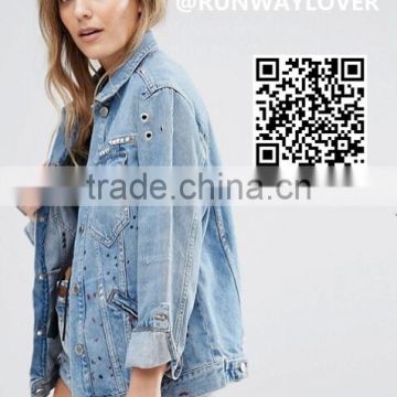 RUNWAYLOVER SEXY LADIES DENIM RIVET JACKET