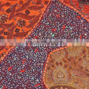 Orange Lounge Floor Pillow Cover Hand Embroidered Bed European Cushion 26in photo-4