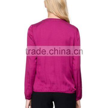 Daily Fit Long Sleeve Wrap-style Lady Blouse for Middle Aged Women photo-3