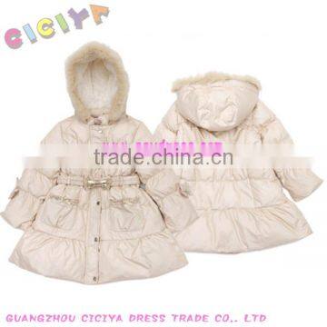 Worm long-designed girl padding coat with waistband