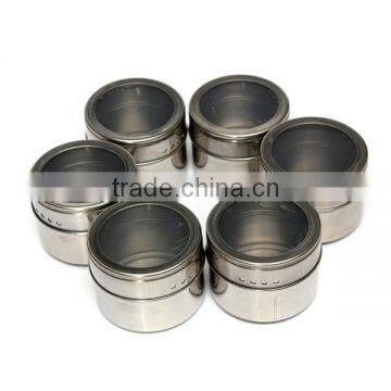 High Quality Useful 6pcs/Set Spice Stainless Steel Magnetic Cruet Condiments Spice Rack Pots Set For Spice photo-2