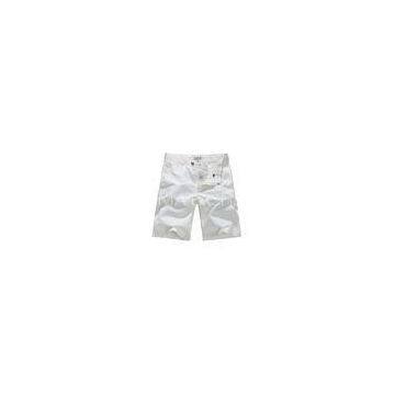 White Linen Mens Summer Shorts high waisted pants with Garment Wash