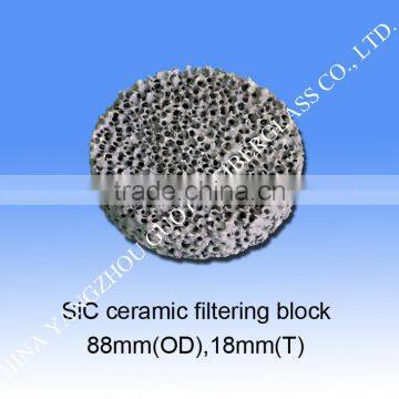 High strength molten black silicon carbide filtering block