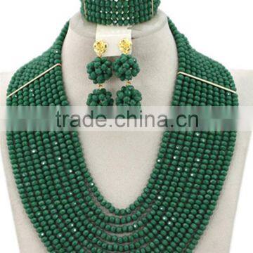 Gold-plated 10layers Opaque Balls Crystal Beads Nigerian Jewelry Set