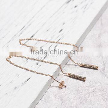 chinese supplier Zinc Alloy Rhinestone long chain Drop Earring earring factory china