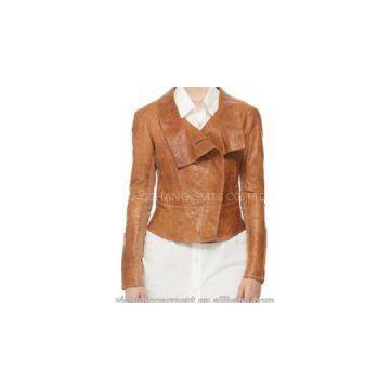 Women Leather Jacket With Ponte Fabric