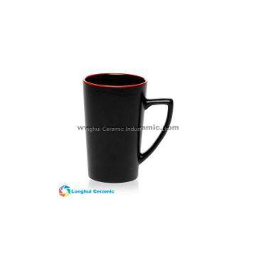 14oz Colored Rim Black Sausalito Custom Ceramic Coffee Mug