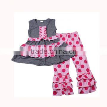 kids clothes wholesale pink dot print spring outfits newborn baby clothing set custom baby clothes