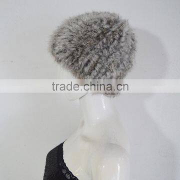 SJ071 Black Natural Gray Women Rabbit Fur Elastic Beanies High Quality