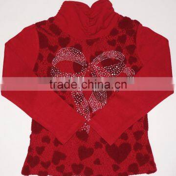 Hand Feeling Lace Bowknot Beaded Base Shirt For Girl