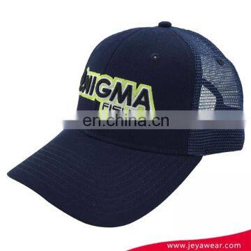 Wholesale Custom Embroidered 2017 Black Navy Cotton Mesh Trucker Cap