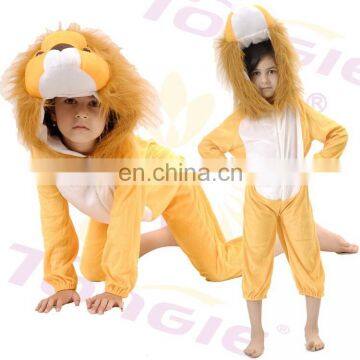 Yellow children's carnival animal mascot costume lion jumpsuit in fleece