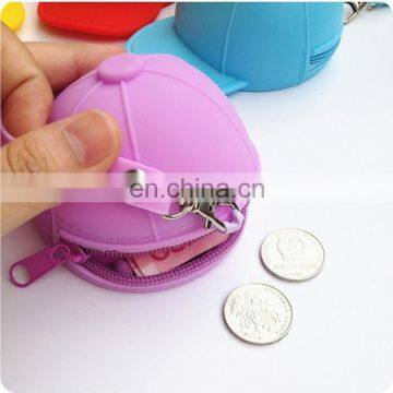 High quality soft touch rubber baseball cap silicone purse with strap