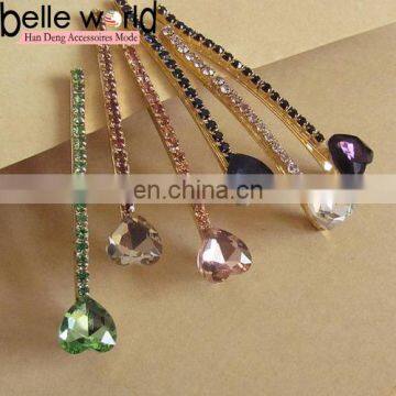 Eourpean fashion heart shape colors rhinestone hair pins