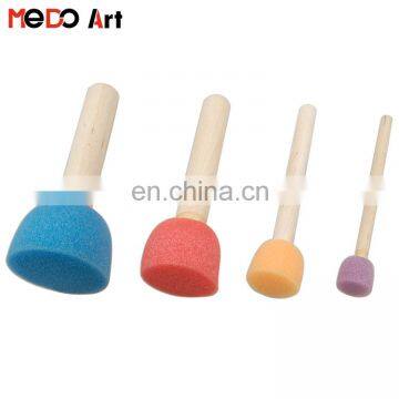 Art & Craft Set of 4 Wooden Handle Round Stencil Foam Brush