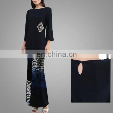 2017 Manxun Customized Baju Kurung New Designs Malaysia Baju Suit Modest Turkish Islamic Clothes Wholesale Online photo-3