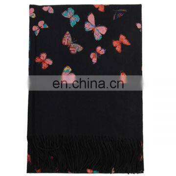 Inner Mongolian Factory Directly Wholesale 100% Cashmere Scarf Woolen Thick Women Warm Butterfly Print Pashmina Shawl photo-2