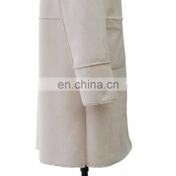 Ladies Korean Style Winter Latest Design Pink Long Coat With Two Big Pockets photo-5