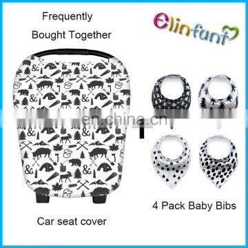 4 pcs bandana bib and nursing cover for baby car seat canopy