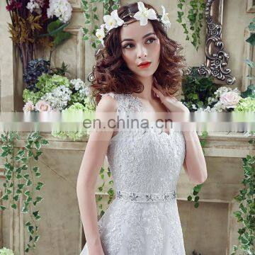 Glamorous Applique V Neck Sleeveless Organza Wedding Dresses SQS043 photo-5
