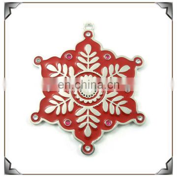 Hot sale red enamel snowflake ornaments designer metal christmas decoration