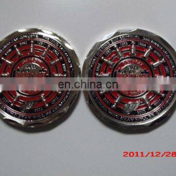 3D custome soft enamel silver plated compass double sided coin