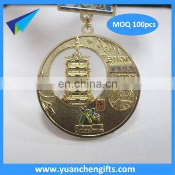 Design your own custom Metal Crafts production zinc alloy blank gold award metal sport medal with ribbon